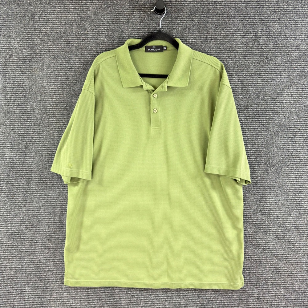 Bugatchi Uomo Mens XXL Polo Shirt Olive Green Textured Modal Blend Short Sleeve